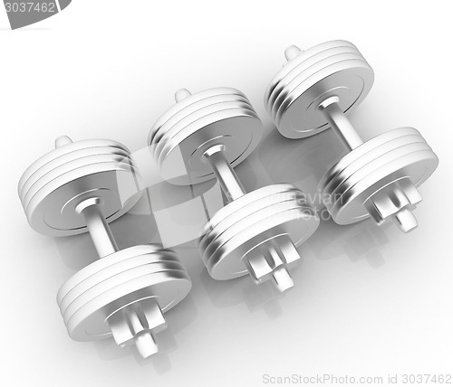 Image of Metall dumbbells on a white background