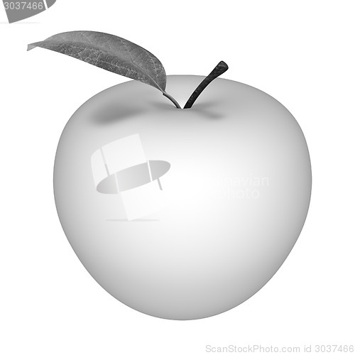 Image of Metall apple isolated on white background 