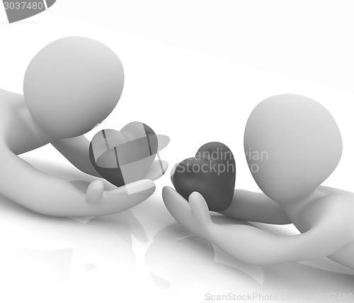 Image of 3D humans lying and holds heart