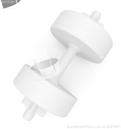 Image of White dumbbells on a white background