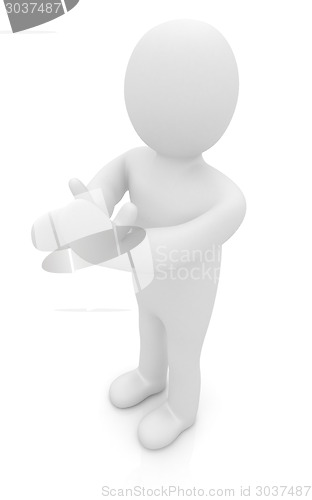 Image of 3d man isolated on white. Series: human emotions - clapping