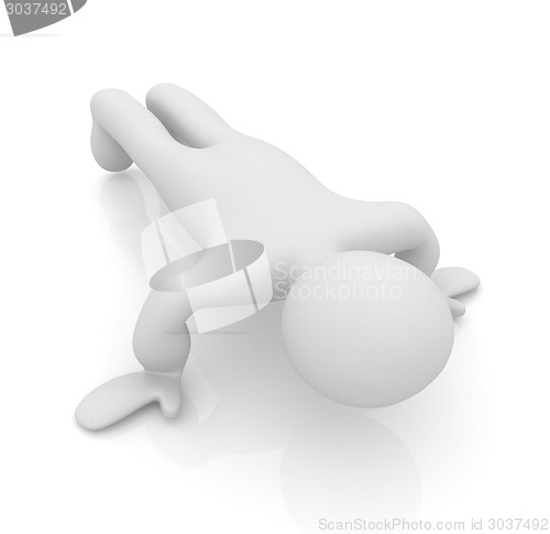 Image of 3d man isolated on white. Series: morning exercises - making pus