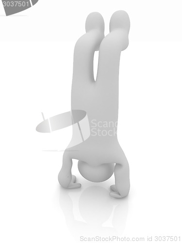 Image of 3d man isolated on white. Series: morning exercises - performs t