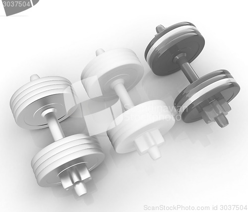 Image of Colorfull dumbbells on a white background