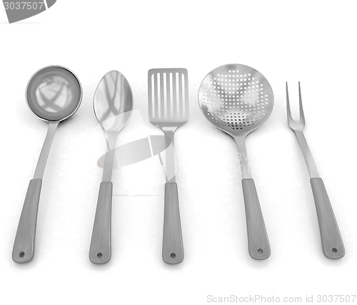 Image of gold cutlery on white background 