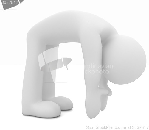 Image of 3d man isolated on white. Series: morning exercises - flexibilit