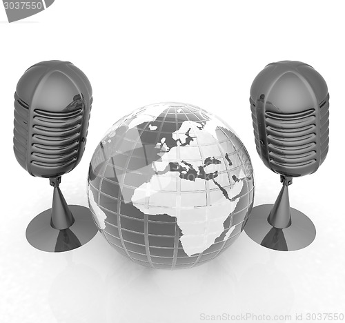 Image of Global online with earth and mics
