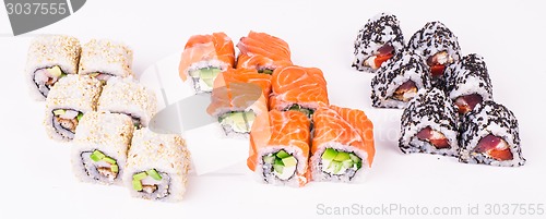 Image of three sushi rolls 