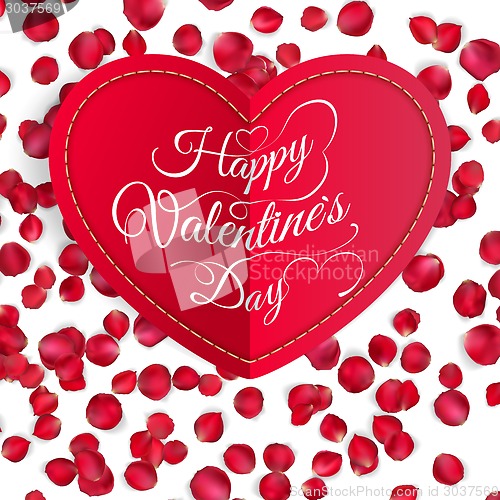 Image of Red paper heart Valentines day card. EPS 10