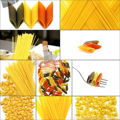 Image of various type of Italian pasta collage