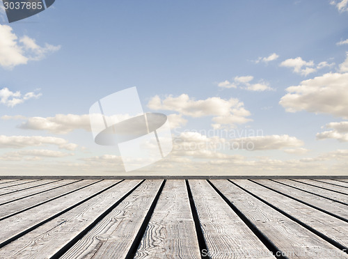 Image of bridge leading to sky horizon