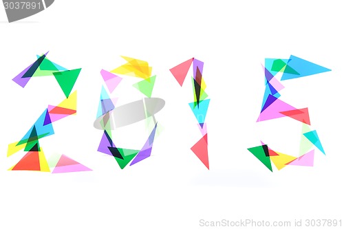 Image of 2015 from color plastic triangles 