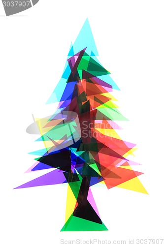 Image of christmas tree from color plastic triangles