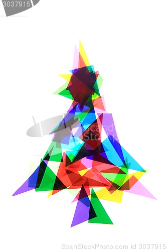 Image of christmas tree from color plastic triangles