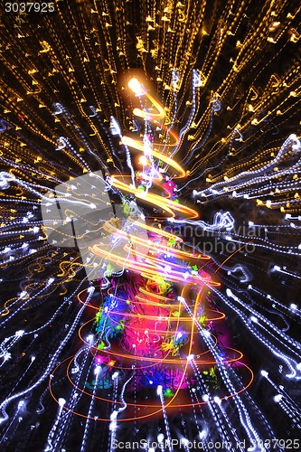 Image of abstract christmas lights explosion