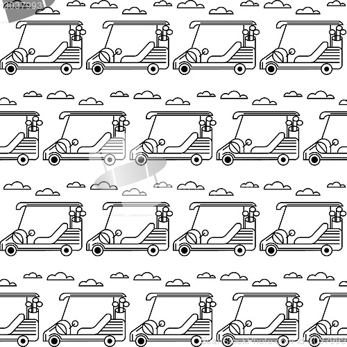 Image of Seamless vector background for golf. Golf cart