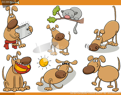 Image of dogs characters cartoon set