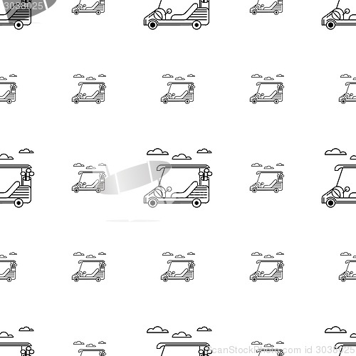 Image of Seamless vector background for golf. Golf cart