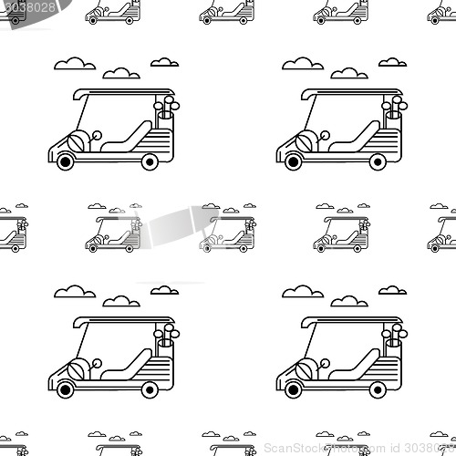 Image of Seamless vector background for golf. Golf cart