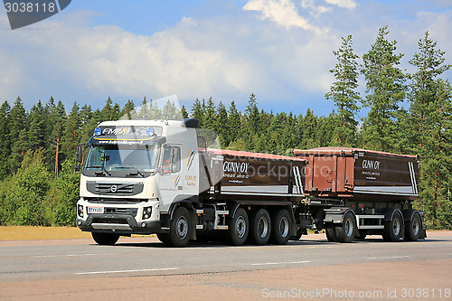 Image of Volvo FMX Construction Trailer Truck on the Road