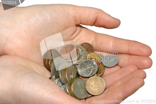 Image of Two hands holding coins