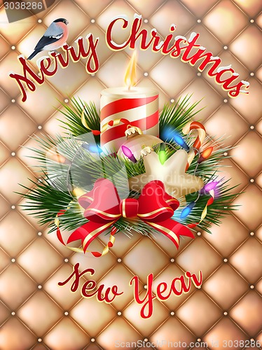 Image of Christmas candle illustration. EPS 10