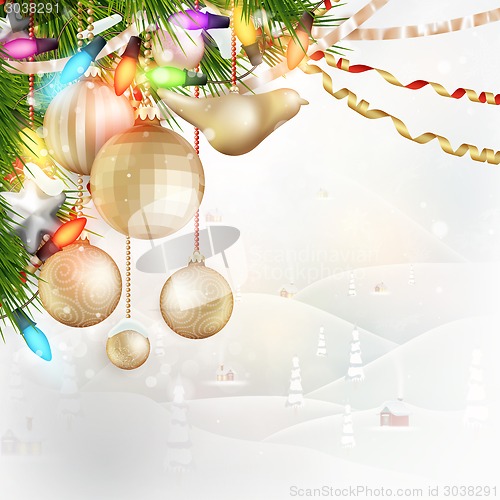Image of Christmas landscape Behind glass EPS 10