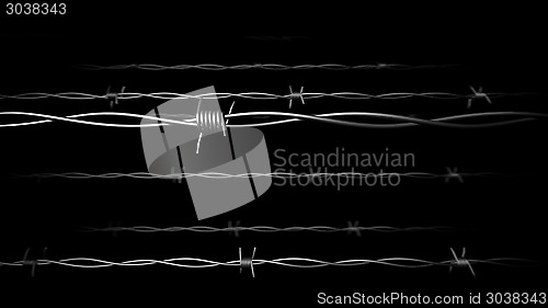 Image of Barbed wire on black.