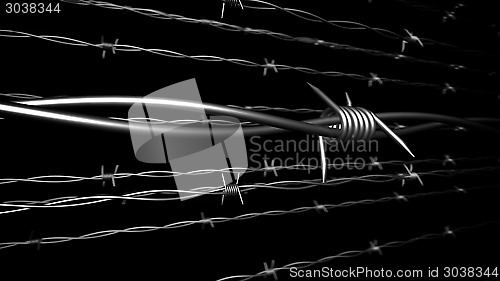 Image of Barbed wire in perspective view.