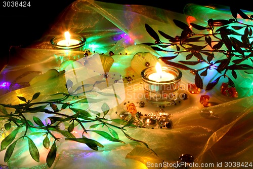 Image of christmas candles background 