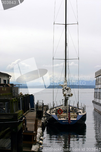 Image of Yacht in Seattle harbor