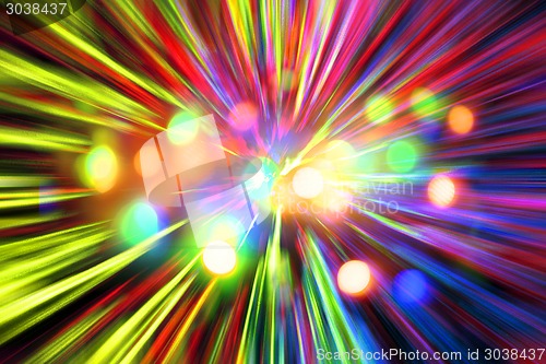Image of abstract christmas lights explosion
