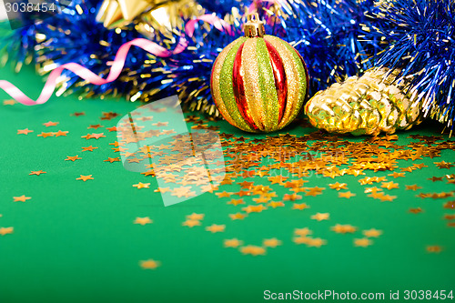 Image of Christmas card. background with Christmas decorations