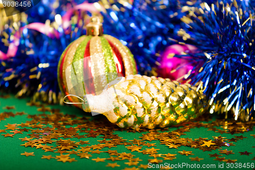 Image of Christmas card. background with Christmas decorations