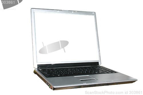 Image of Isolated laptop with white screen - can be used as a base for more complex illustrations