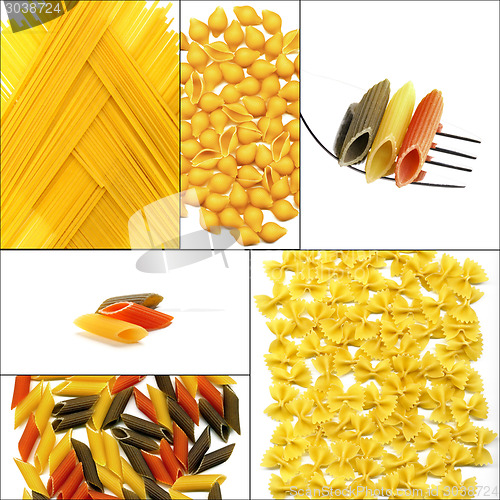 Image of various type of Italian pasta collage