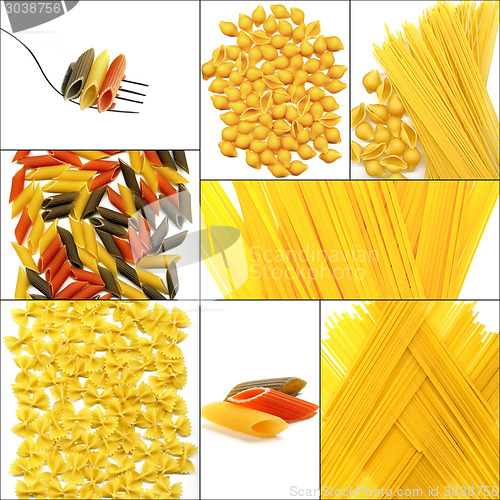 Image of various type of Italian pasta collage