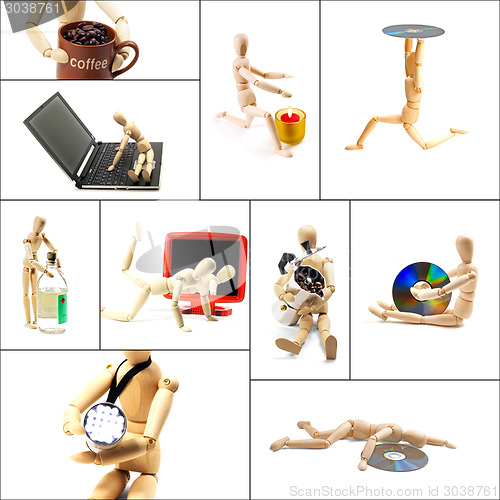 Image of wood mannequin collage