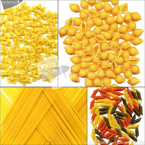 Image of various type of Italian pasta collage