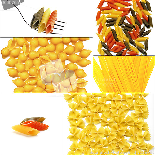 Image of various type of Italian pasta collage