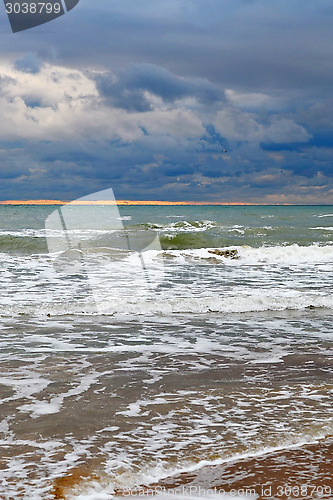 Image of Waves of the Black Sea in rainy weather.