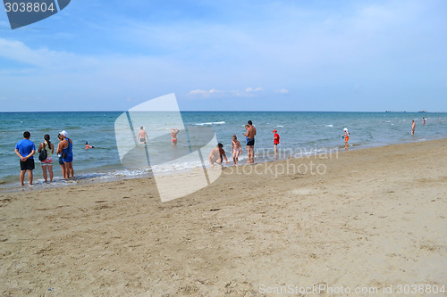 Image of Beach in Vityazevo in the summer in a sunny weather.