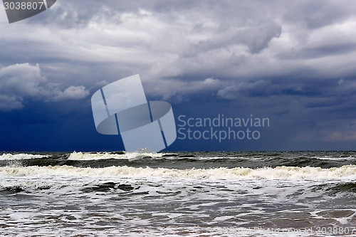 Image of Waves of the Black Sea in rainy weather.