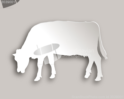 Image of Cow grazing paper style