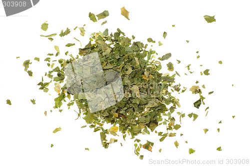 Image of Pile of chopped coriander leaves

