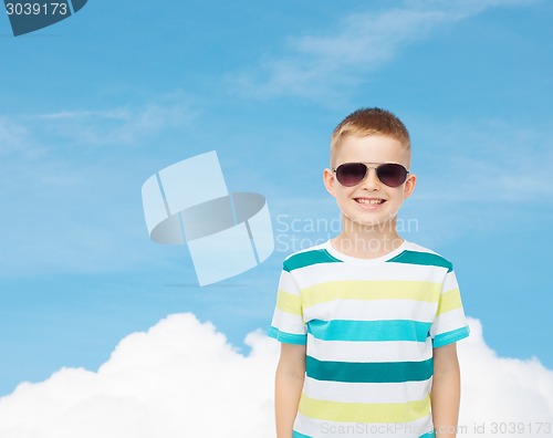 Image of smiling cute little boy in sunglasses