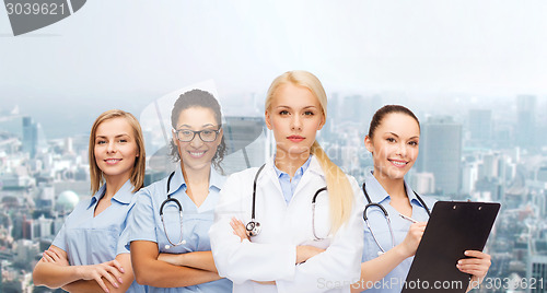 Image of team or group of female doctors and nurses