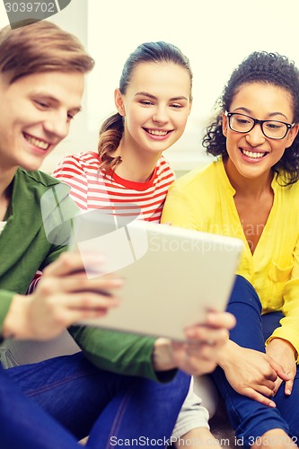 Image of smiling students with tablet pc computer