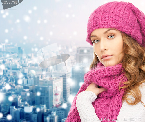 Image of young woman in winter clothes