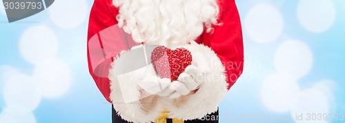 Image of close up of santa claus with heart shape